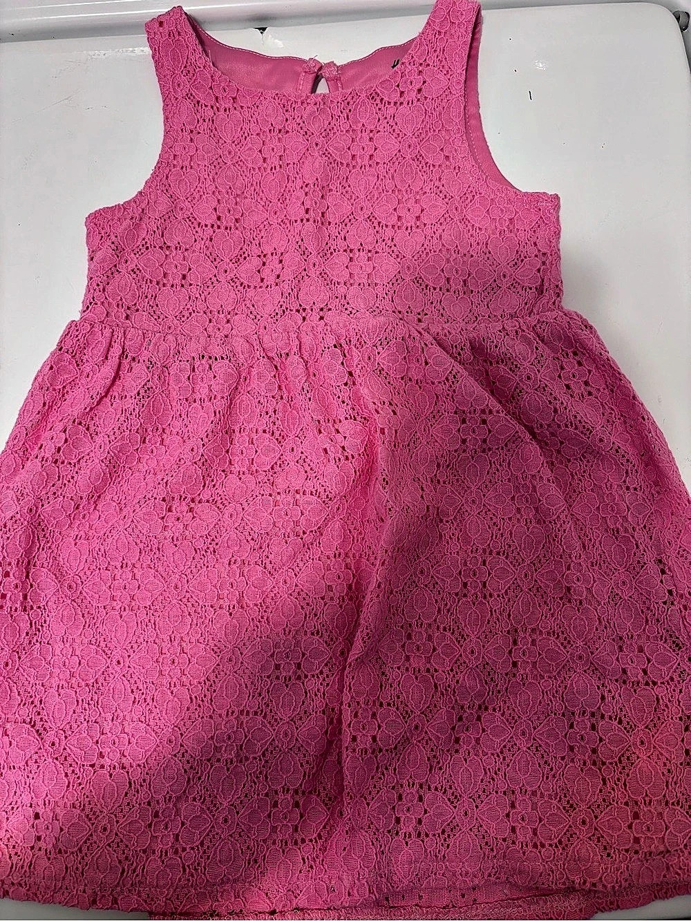 H&M A-Line Lace Dress Girls Floral Lace Dress in Pink Size 2T Like New